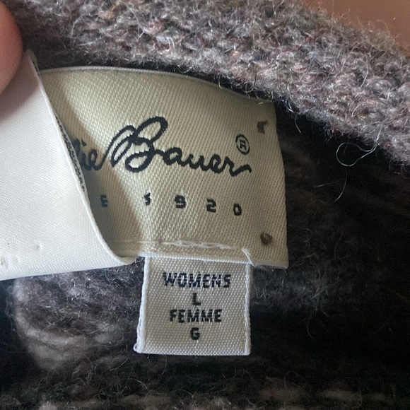 Eddie Bauer Vintage Wool Sweater Mock Neck Rolled Sz L - Picture 4 of 4